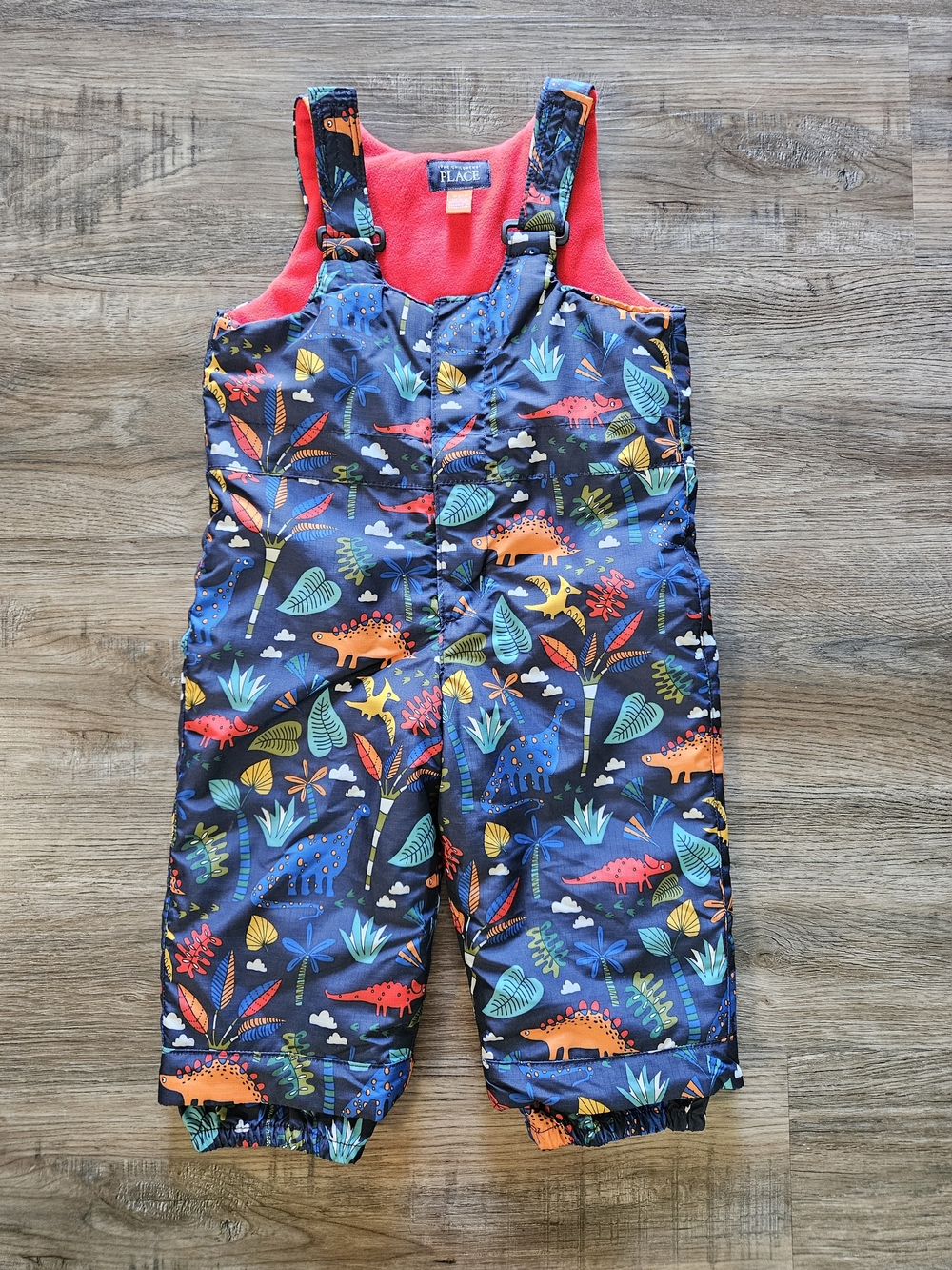 The Children's Place Toddler Boys Dino Print Adjustable Snow Overalls